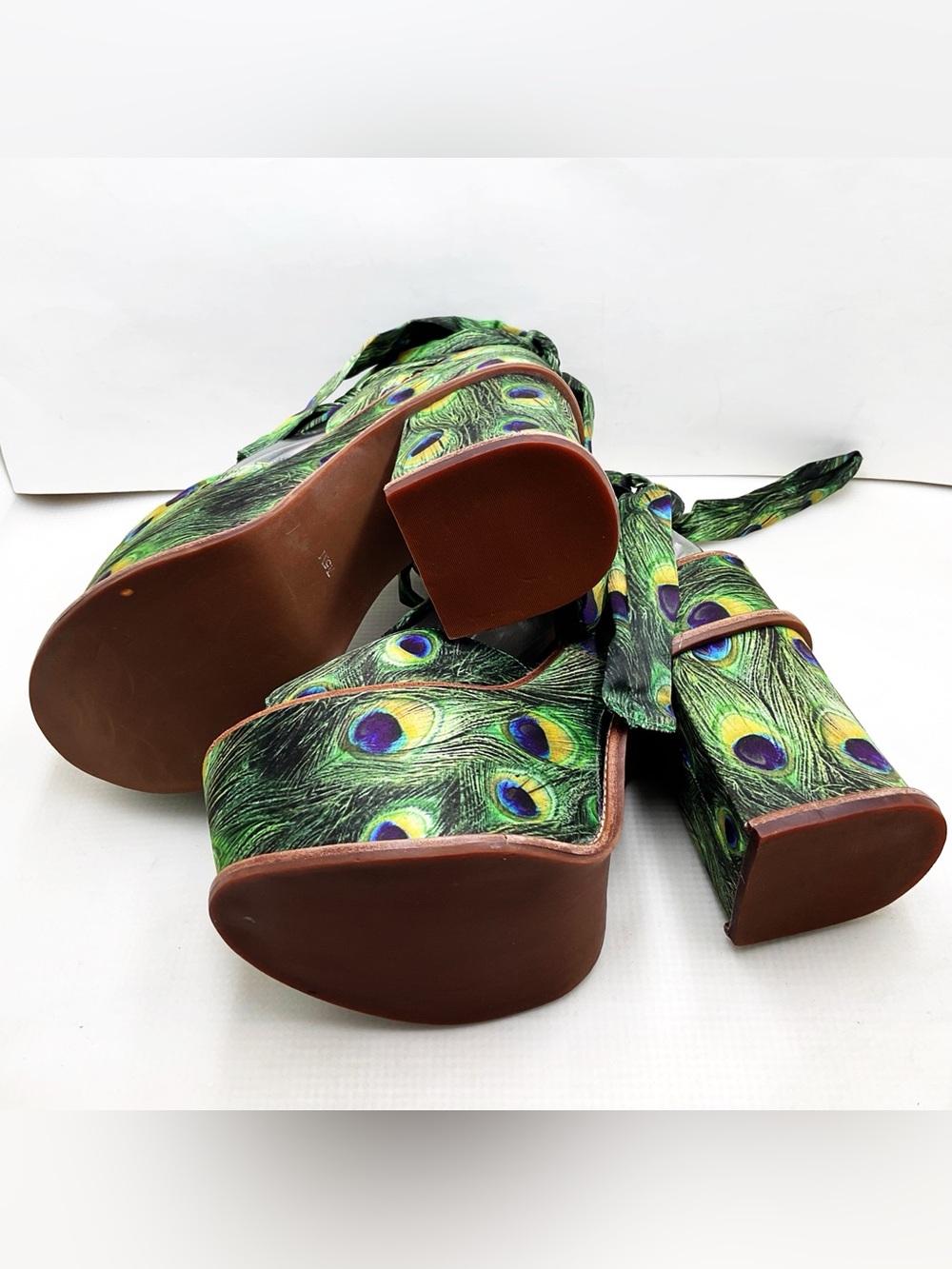 {Jeffrey Campbell} Landers Peacock Strappy Platform Heels - Picture 12 of 16